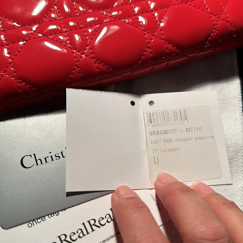 Christian Dior patent long wallet with charm